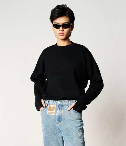 KNIT PULLOVER IN BLACK