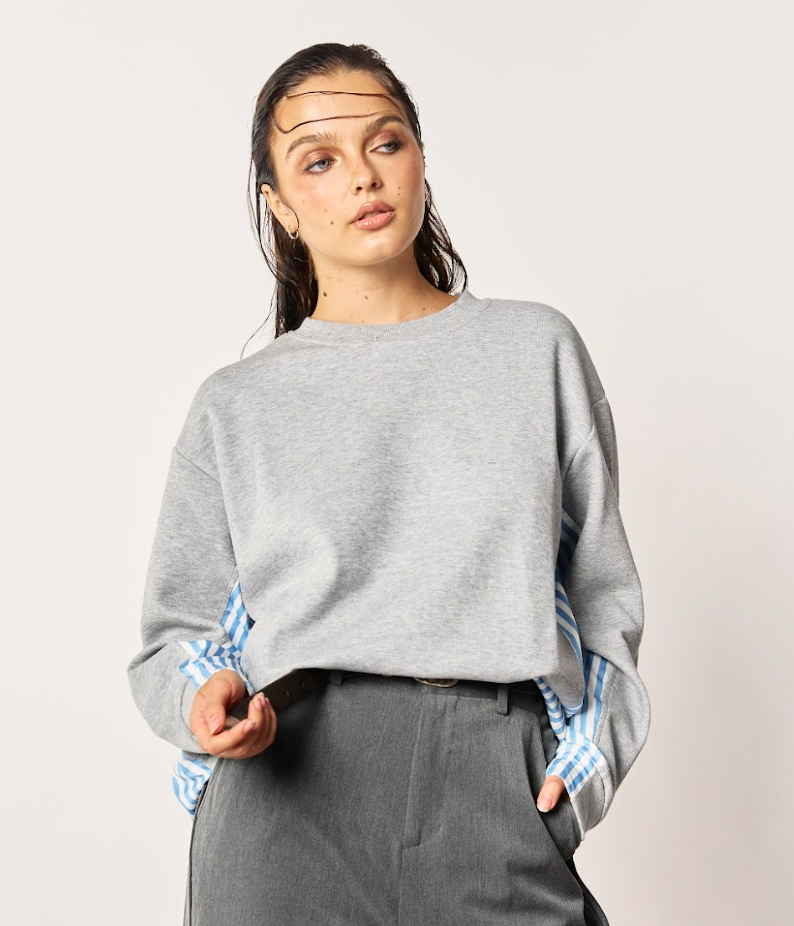 COMBINATION PULLOVER IN GRAY