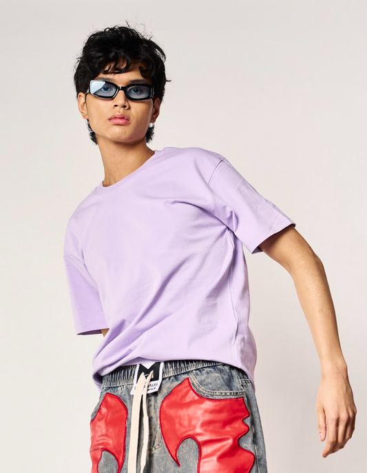 NO BS 100% COTTON TEE IN LILAC